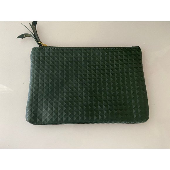 Vintage Ipsy Glam Cosmetics Makeup Bag Dark Green Bag Textured Zippered GUC - Picture 13 of 16